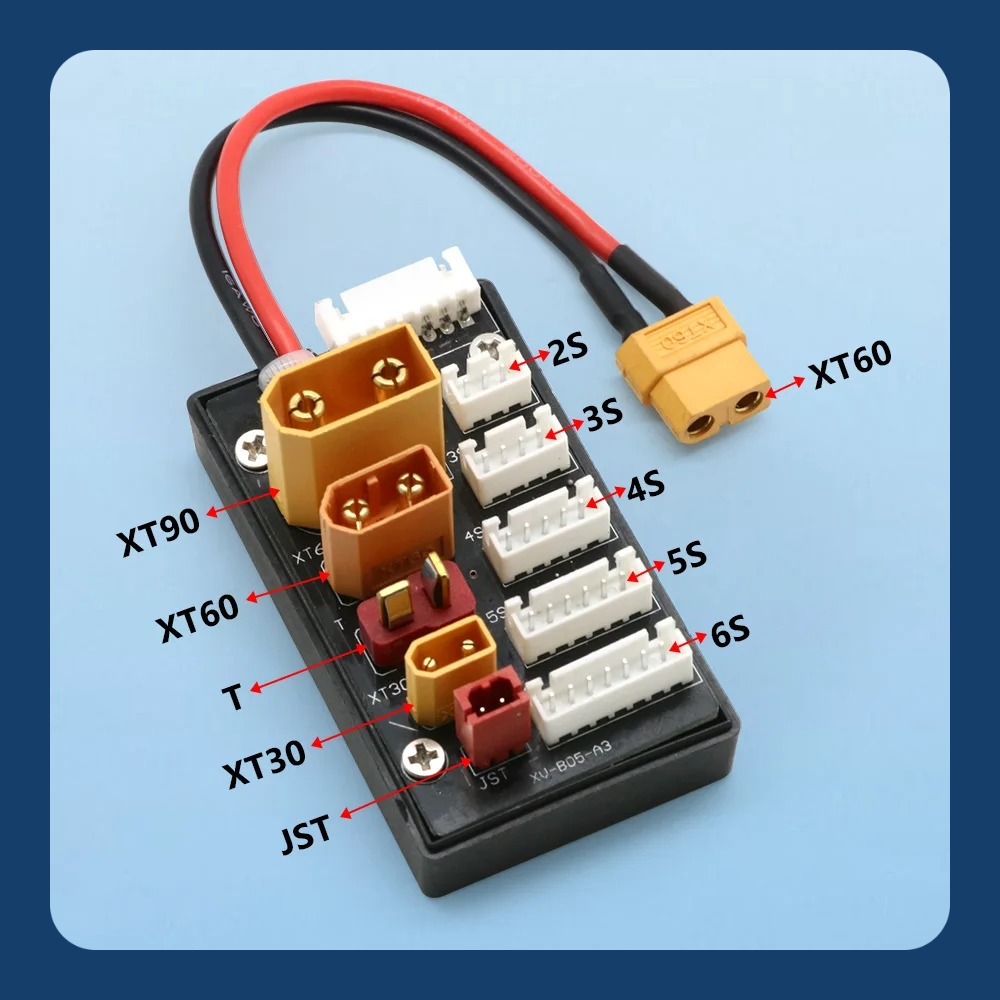 Lipo Parallel Charging Board - 2-6S リポバッテリー並列充電ボード XT30 XT60 T プラグバランス充電拡張ボード