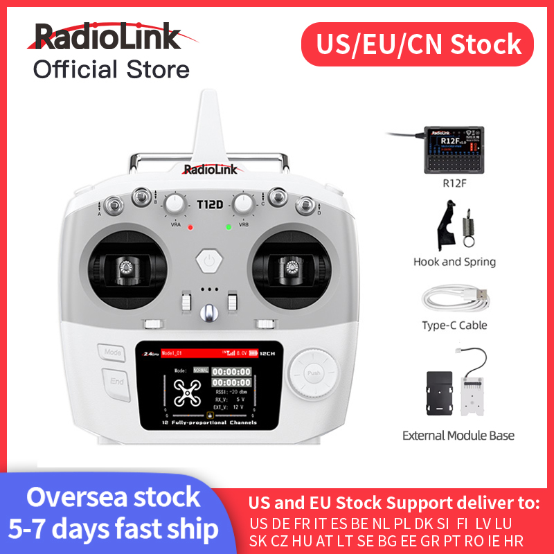 Drone And Car - Radiolink T12D ELRS 12 チャンネル送信機、受信機 R12F、外部モジュール、ドローン飛行機カーボート用