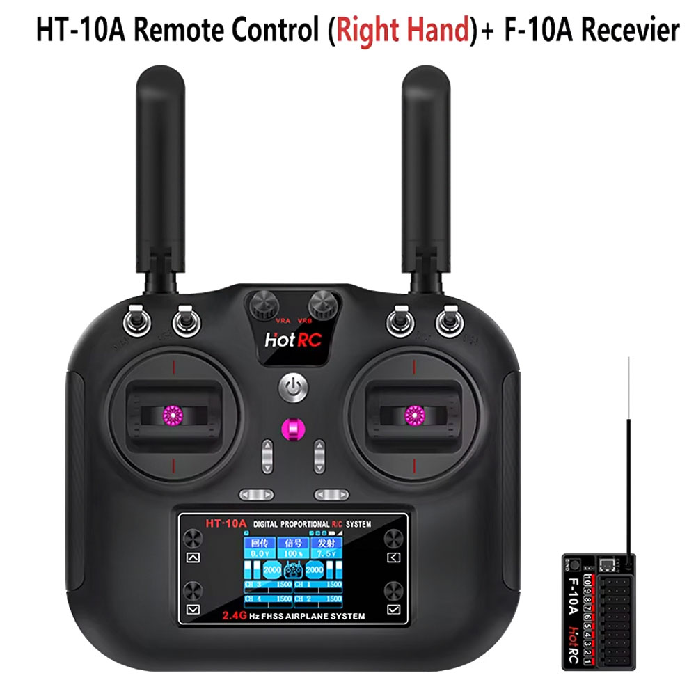 Drone And Car - Hotrc HT-10A 2.4G 10CH送信機 F10A受信機 RC飛行機、車、ボート、ドローン用