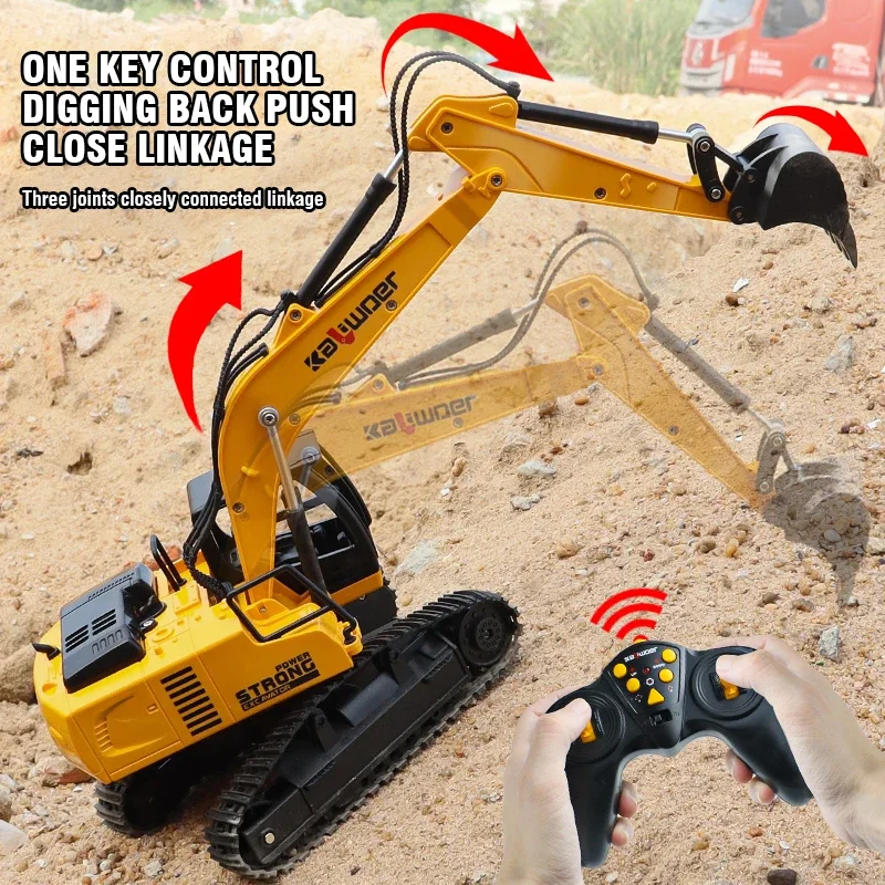 Drone Or Rc Car - Huina Rc ショベル 1/24 9Ch リモートコントロールカートラックモデルカーのおもちゃ合金プラスチックシミュレーション建設車両男の子子供用