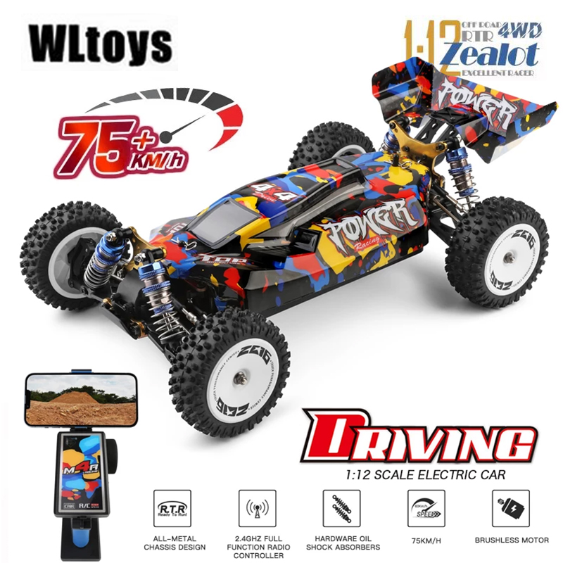 Drone Or Rc Car - Wltoys-子供と大人のための電気レーシングカーのおもちゃ、124017、124007、75km、h、rtr、2.4g、ブラシレス、4wd、高速、オフロードドリフト