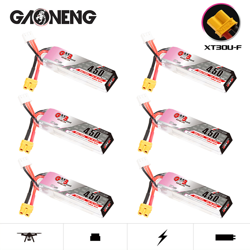 Drone Lipo Battery - レーシングドローン用gnb-lipoバッテリー,7.6v,450mah,80c,160c,xt30,fpvクワッドコプター,ヘリコプター部品,7.6v,hv 2s