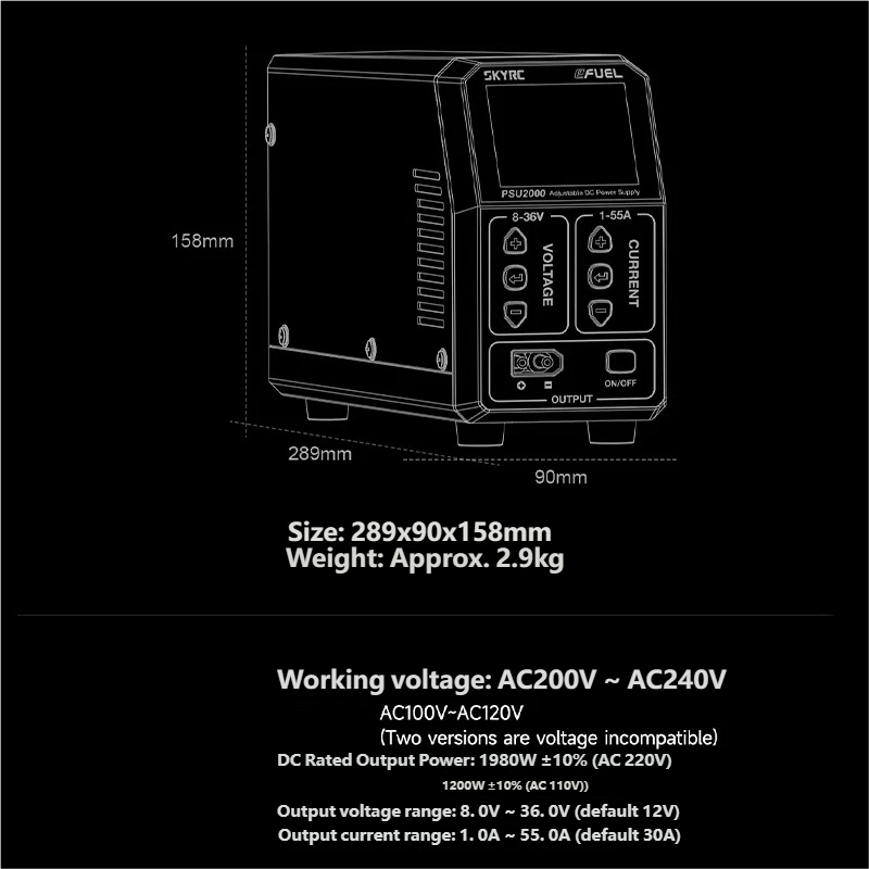 SKYRC PSU2000 1980W 調整可能な DC 電 - Drone With Rc のレビューと価格