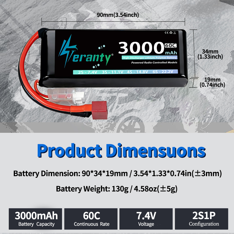 TERANTY 2S 3000mAhリポバッテリー 7.4V - Drone Lipo Battery のレビューと価格