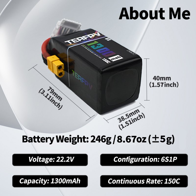 TERFPV リポバッテリー 6S 22.2V 1300/1 - Drone Lipo Battery のレビューと価格