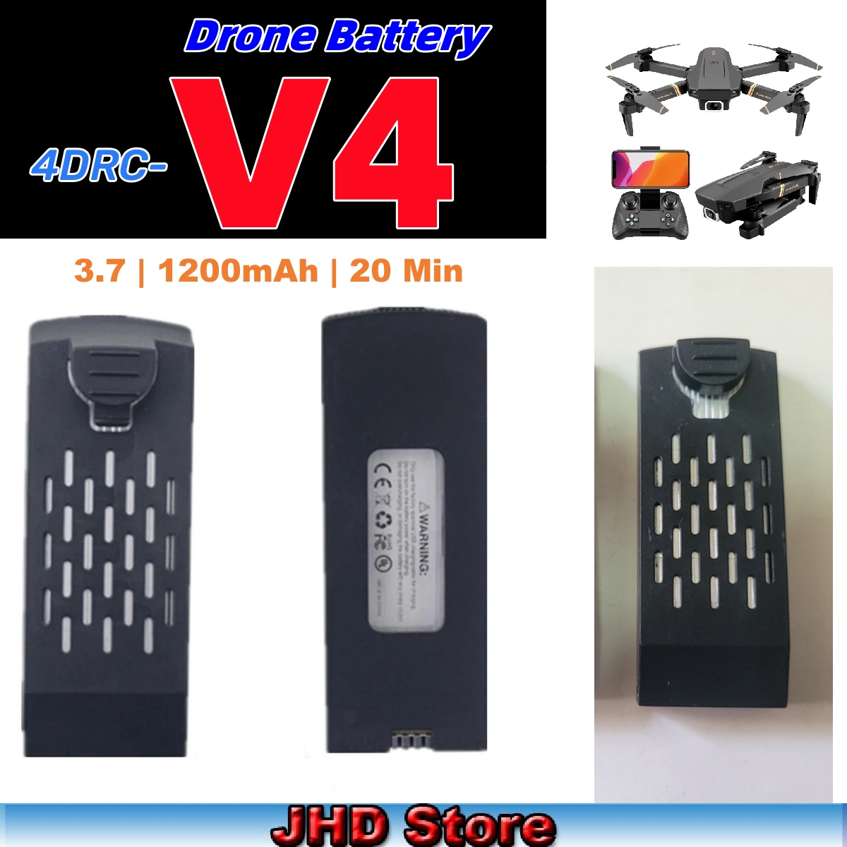 Jhd-rcクワッドコプター用バッテリー,交換用バッテリー, - Drone Rc V4 のレビューと価格