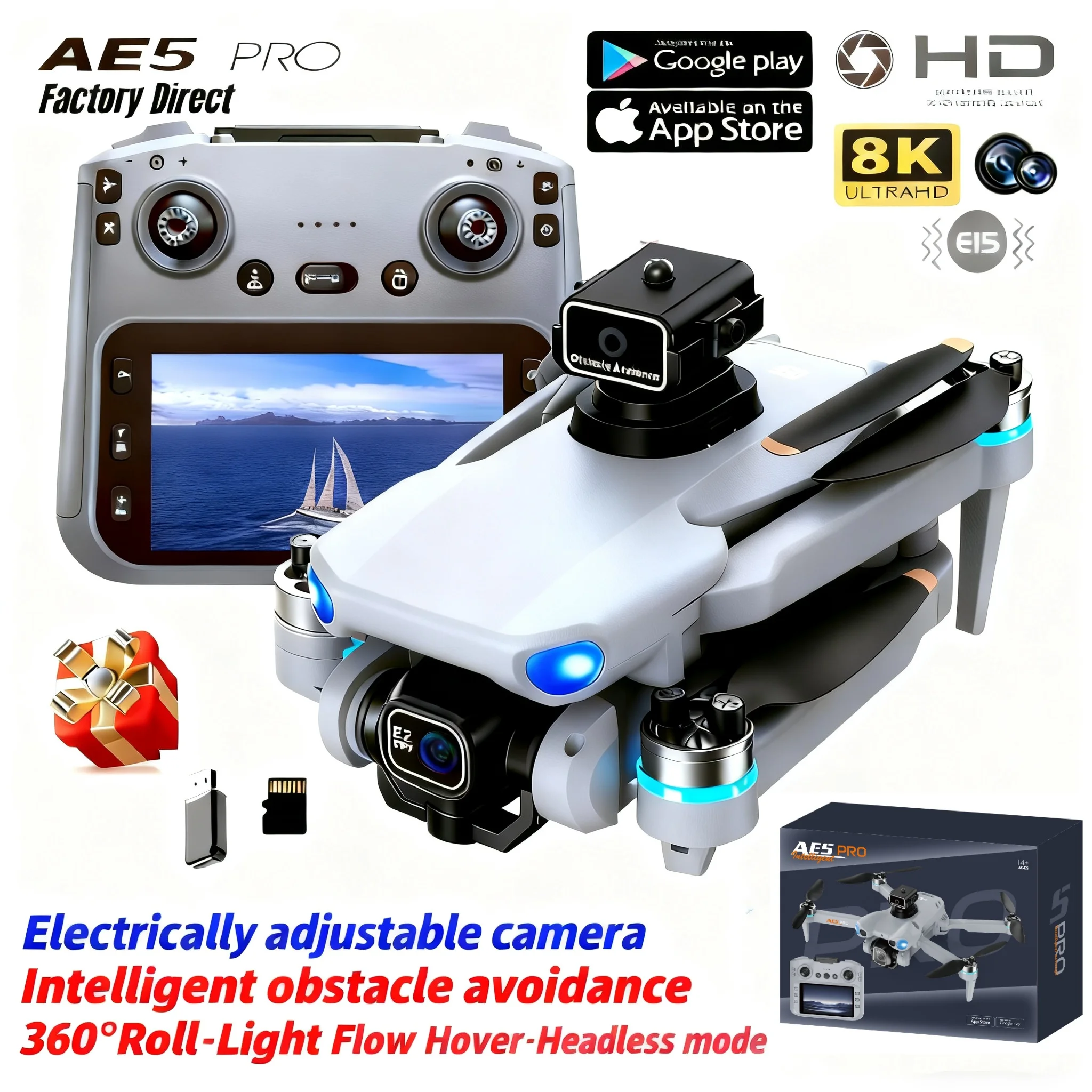 AE5 Pro ドローン 8K HD 4.5インチスクリーン - Drone Pro Rc Ufo のレビューと価格