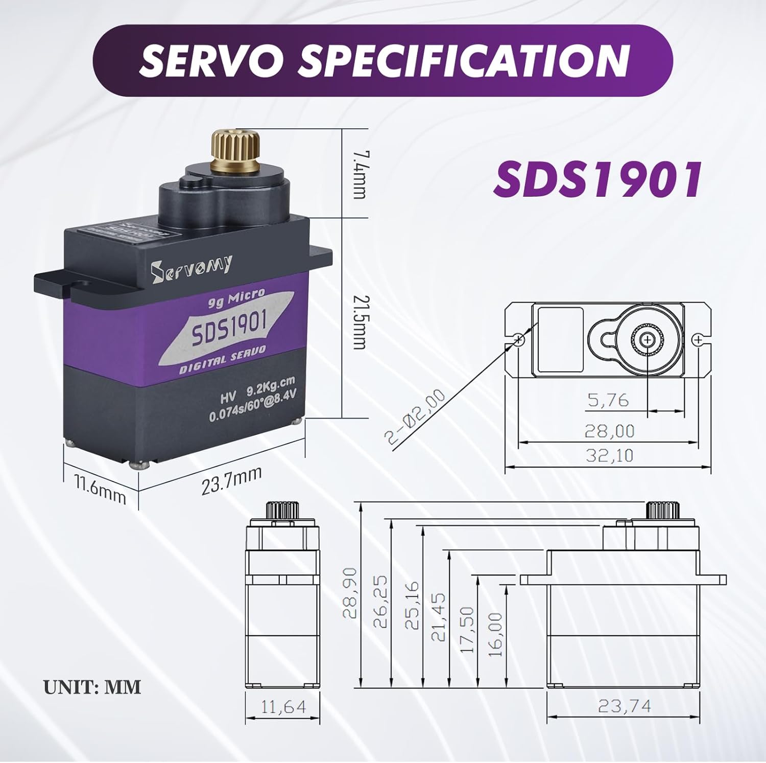 SERVOMY-SDS1901 デジタル9Gマイクロコアレス - Drone And Car のレビューと価格