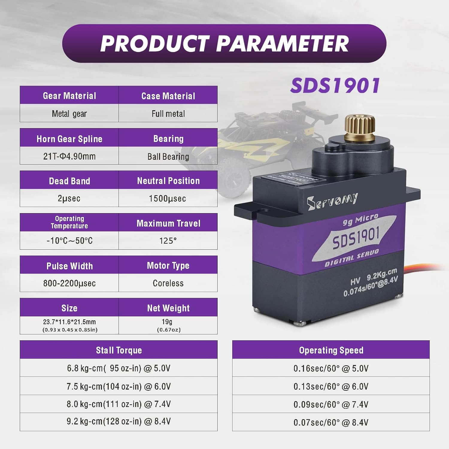 SERVOMY-SDS1901 デジタル9Gマイクロコアレス - Drone And Car のレビューと価格