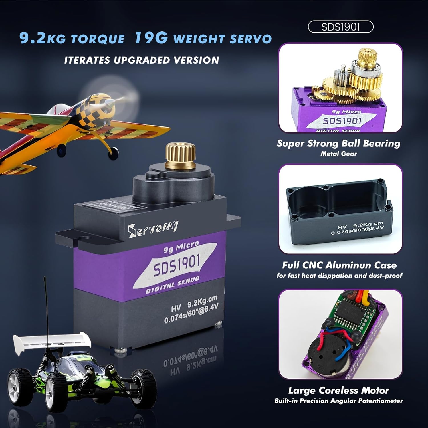 SERVOMY-SDS1901 デジタル9Gマイクロコアレス - Drone And Car のレビューと価格